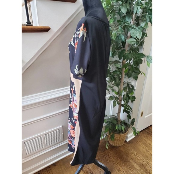 SHEIN Women Black Floral Polyester Round Neck Short Sleeve Knee Length Dress 4XL - Picture 5 of 12